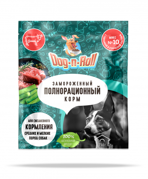 Микс №10 Мелко рубленная говядина 75% + стручковая фасоль 25% в дой-пакете 750 гр
